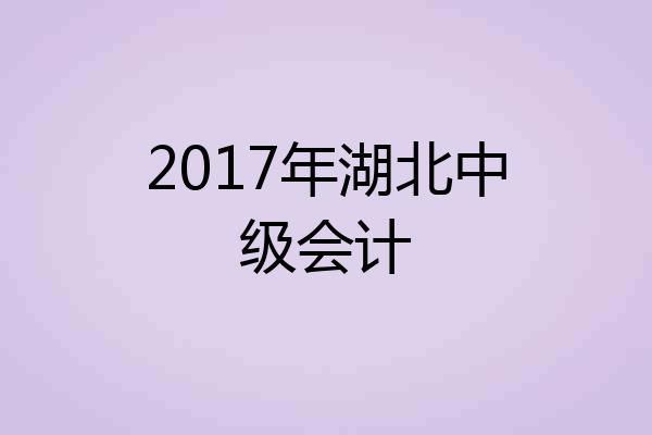 2017年湖北中级会计