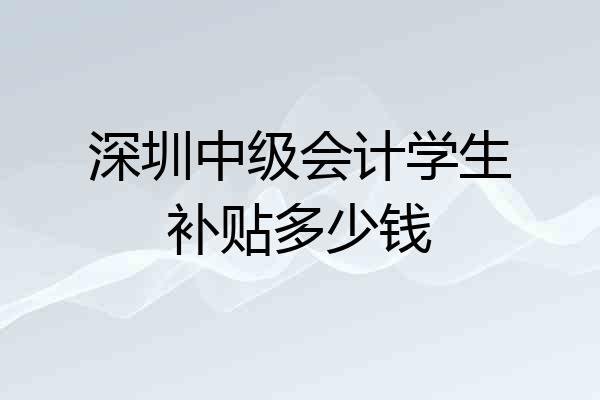 深圳中级会计学生补贴多少钱