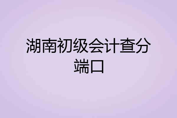 湖南初级会计查分端口