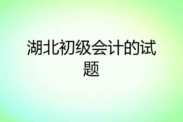 湖北初级会计的试题