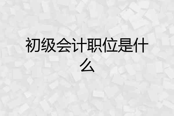 初级会计职位是什么