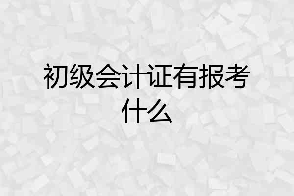 初级会计证有报考什么