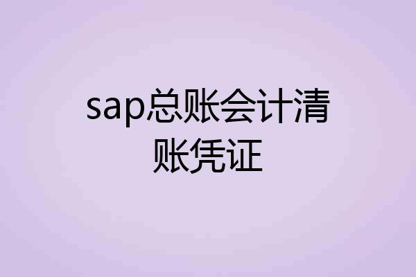 sap总账会计清账凭证