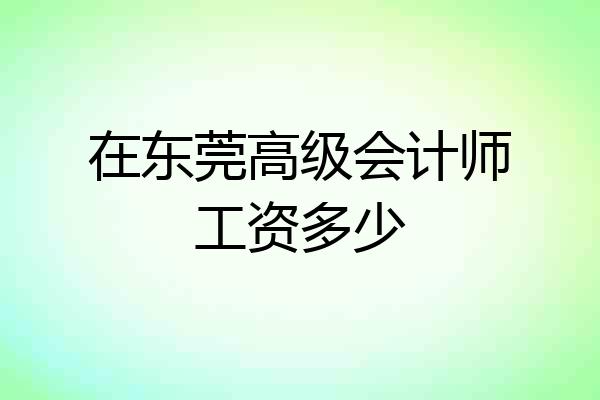 在东莞高级会计师工资多少