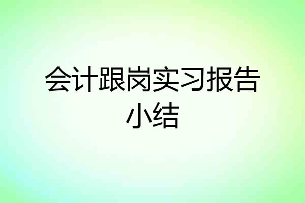 会计跟岗实习报告小结