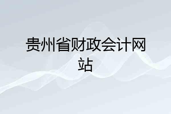 贵州省财政会计网站