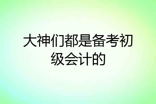 大神们都是备考初级会计的