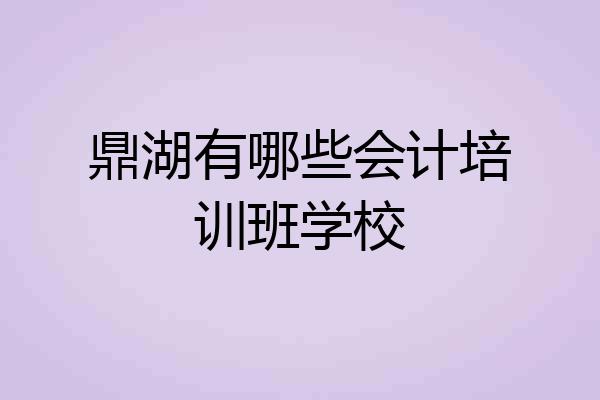 鼎湖有哪些会计培训班学校