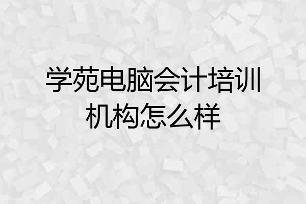 学苑电脑会计培训机构怎么样