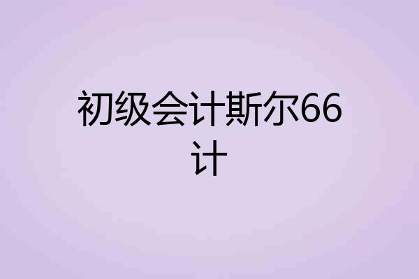 初级会计斯尔66计