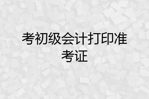考初级会计打印准考证