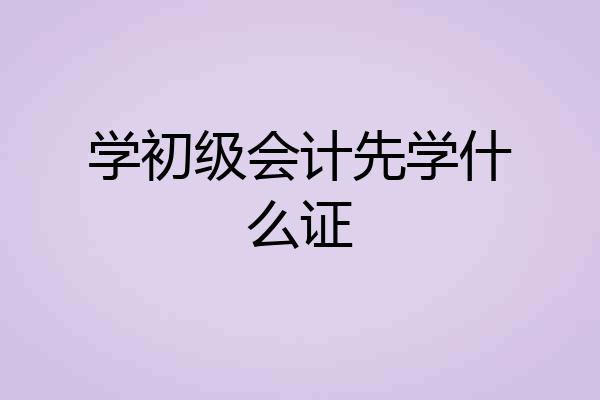 学初级会计先学什么证