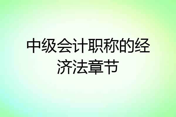 中级会计职称的经济法章节