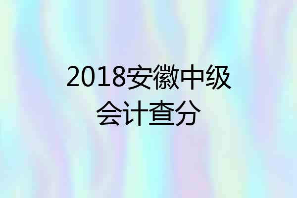 2018安徽中级会计查分