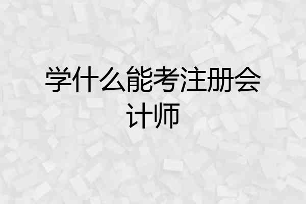 学什么能考注册会计师