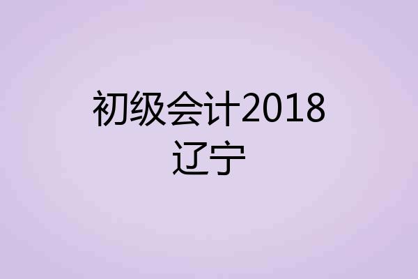 初级会计2018辽宁