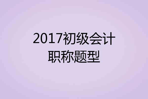 2017初级会计职称题型