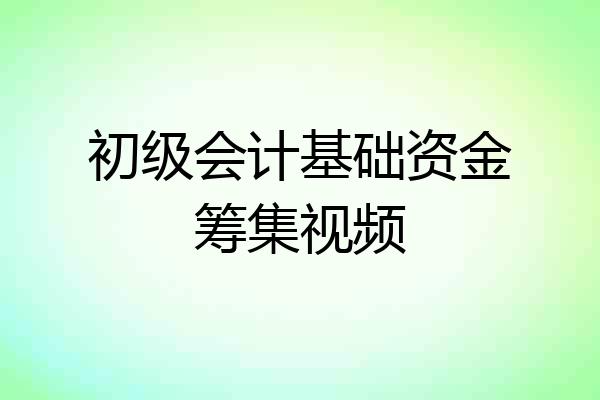 初级会计基础资金筹集视频
