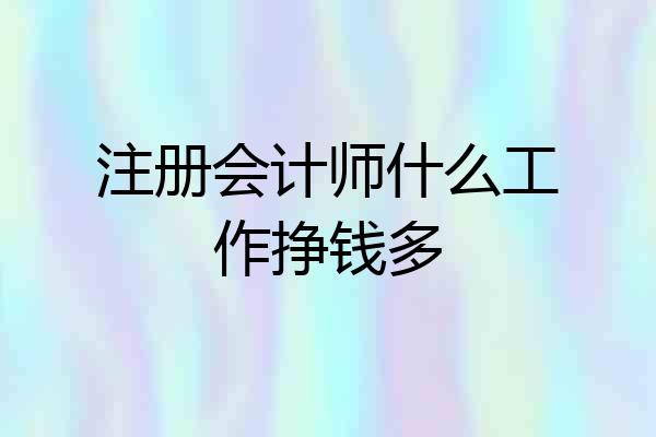 注册会计师什么工作挣钱多