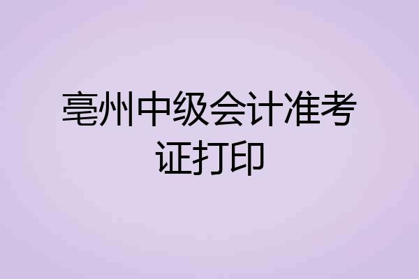 亳州中级会计准考证打印
