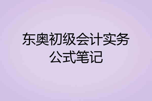 东奥初级会计实务公式笔记