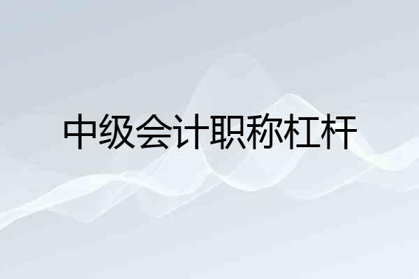 中级会计职称杠杆
