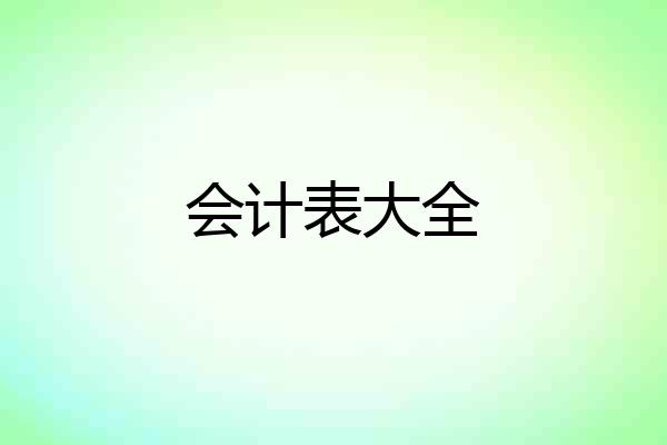 会计表大全