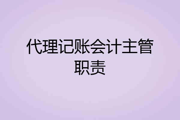 代理记账会计主管职责