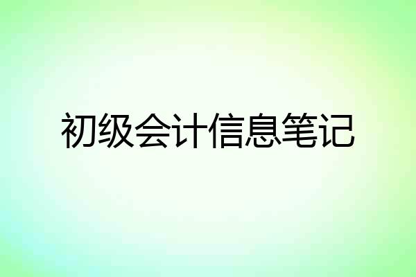 初级会计信息笔记