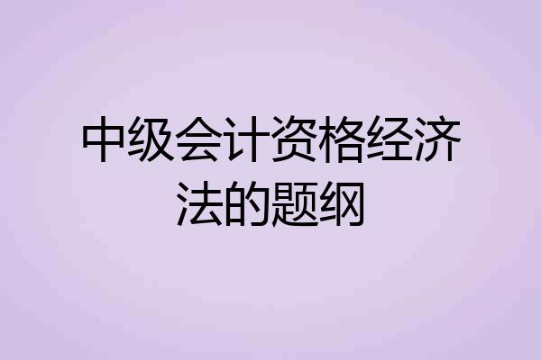 中级会计资格经济法的题纲