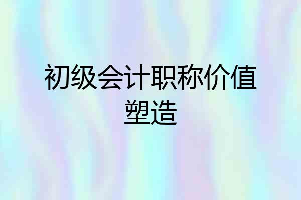 初级会计职称价值塑造