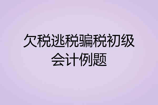 欠税逃税骗税初级会计例题
