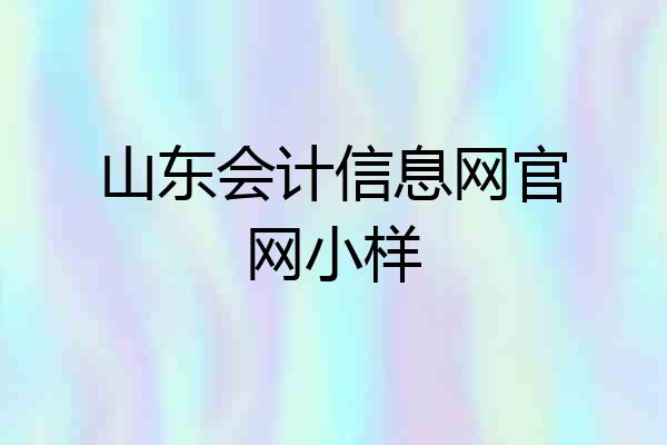 山东会计信息网官网小样