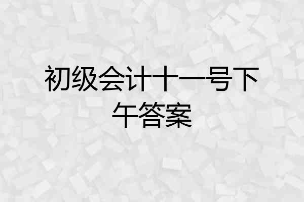 初级会计十一号下午答案