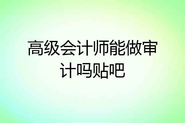 高级会计师能做审计吗贴吧