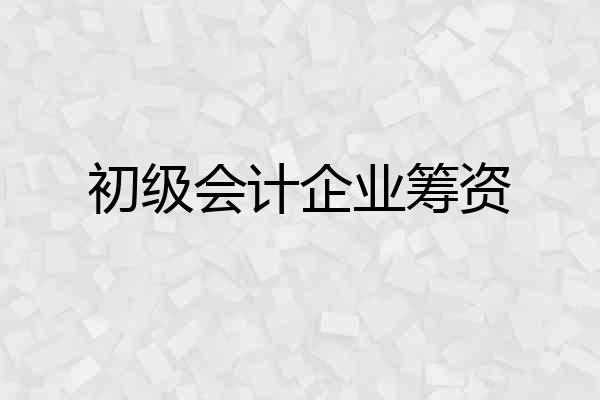 初级会计企业筹资