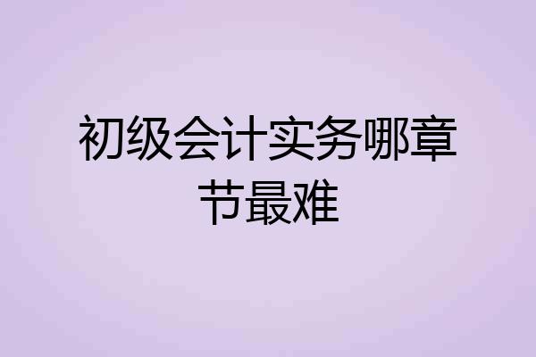 初级会计实务哪章节最难