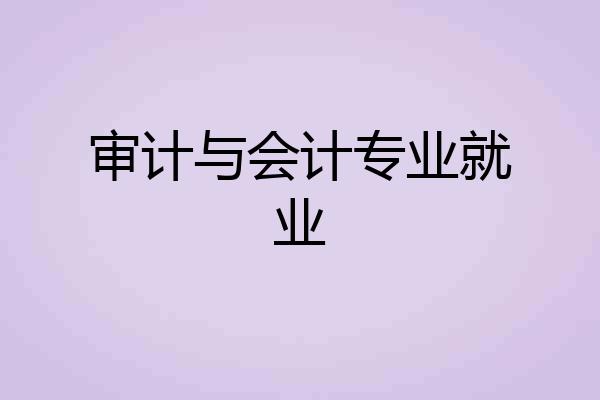 审计与会计专业就业