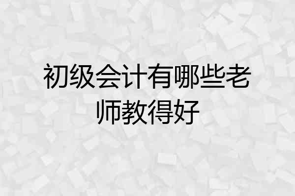 初级会计有哪些老师教得好
