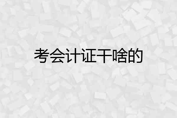 考会计证干啥的