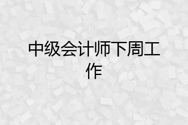 中级会计师下周工作