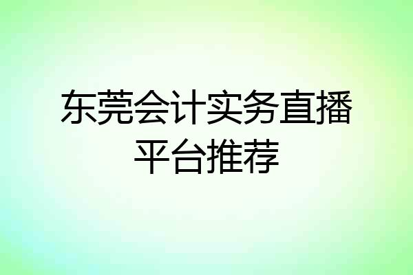 东莞会计实务直播平台推荐