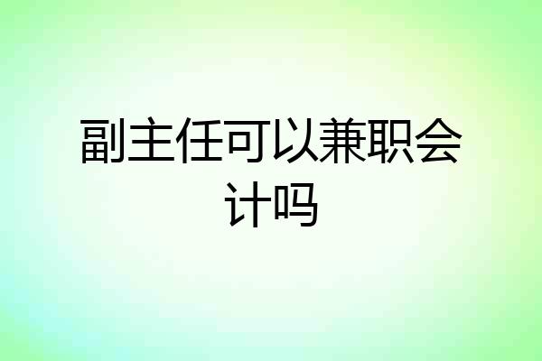 副主任可以兼职会计吗