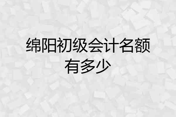 绵阳初级会计名额有多少