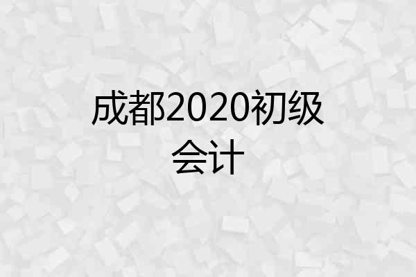 成都2020初级会计