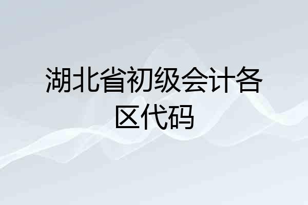 湖北省初级会计各区代码