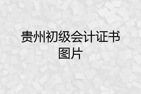 贵州初级会计证书图片