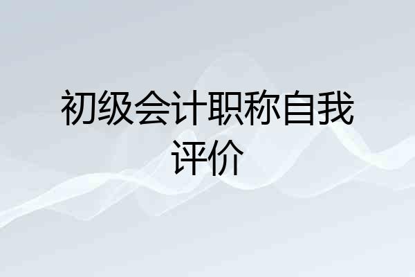 初级会计职称自我评价