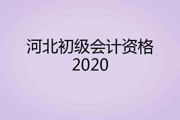 河北初级会计资格2020