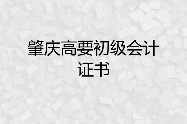 肇庆高要初级会计证书